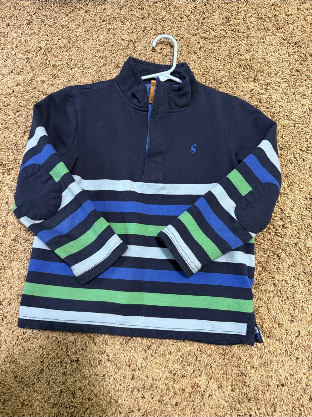 Joules Striped Navy & Green Kids Pullover Top size 7-8